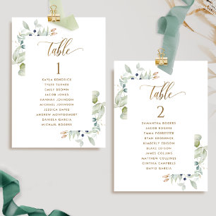 Greenery, Seating Plan Cards w/ Guest Names