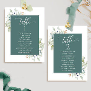 Greenery, Seating Plan Cards w/ Guest Names Green
