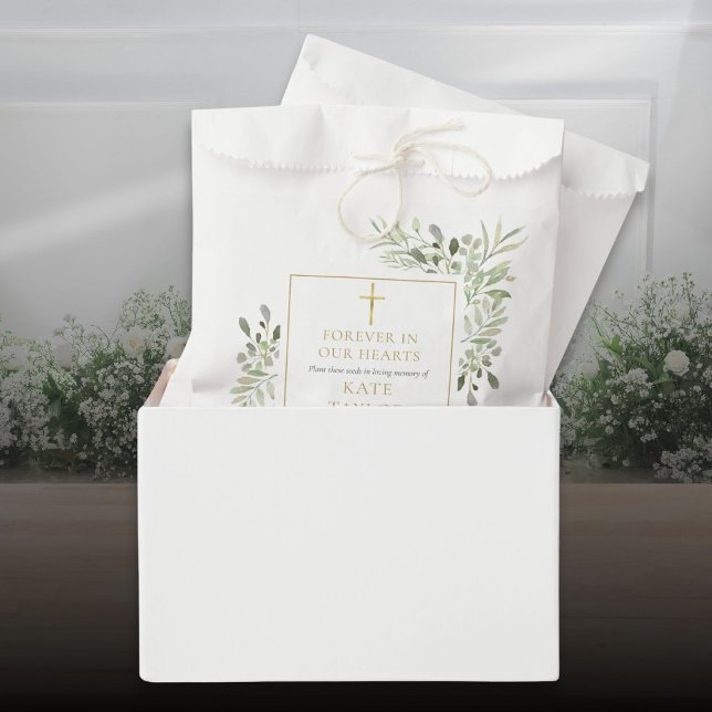 Greenery Seed Packet Christian Funeral Memorial Favour Bag (Greenery Seed Packet Christian Funeral Memorial Favor Bag)