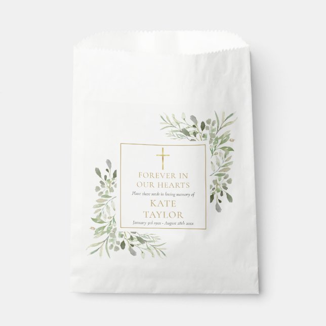 Greenery Seed Packet Christian Funeral Memorial Favour Bag (Front)