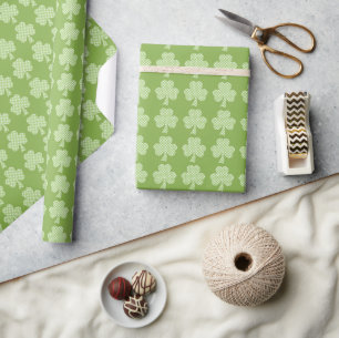Greenery Shamrock Clover Polka dots Patrick's Day Wrapping Paper