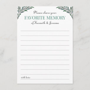Greenery Share Favorite Memory Anniversary Game Enclosure Card