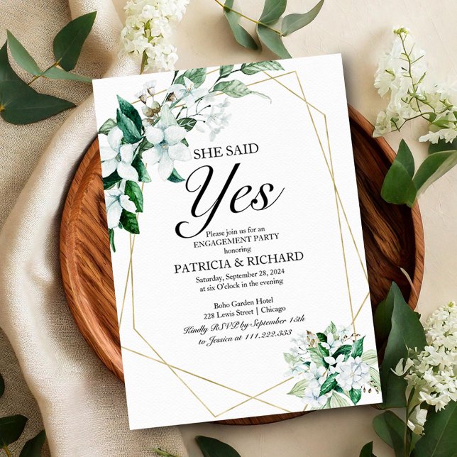 Greenery She Said Yes Engagement Party Invitation (Creator Uploaded)