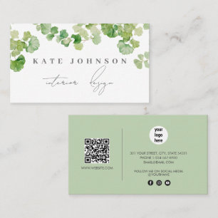 Greenery Signature Script QR Code Social Media Business Card