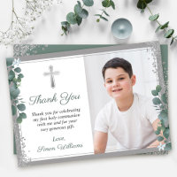 Greenery Silver Glitter First Holy Communion Photo