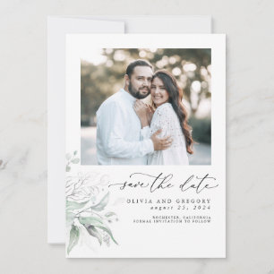 Greenery Silver Leaves Boho Save The Date Photo