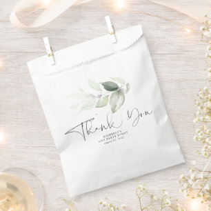 Greenery Silver Leaves Elegant Thank You Favour Bag