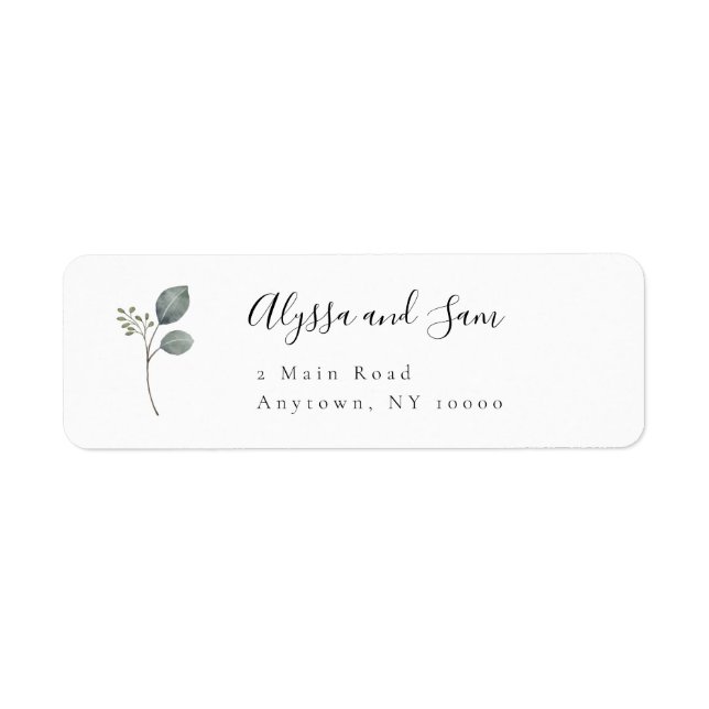 Greenery Simple Modern Return Address Label (Front)