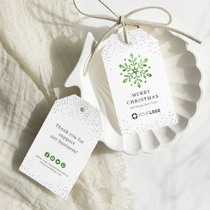 Greenery snowflake company logo Christmas Gift Tags
