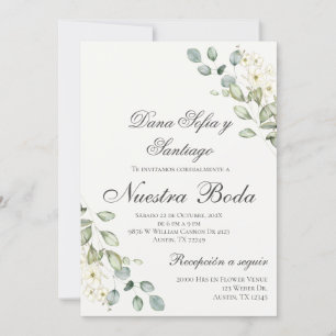 Greenery Spanish Wedding Invitation