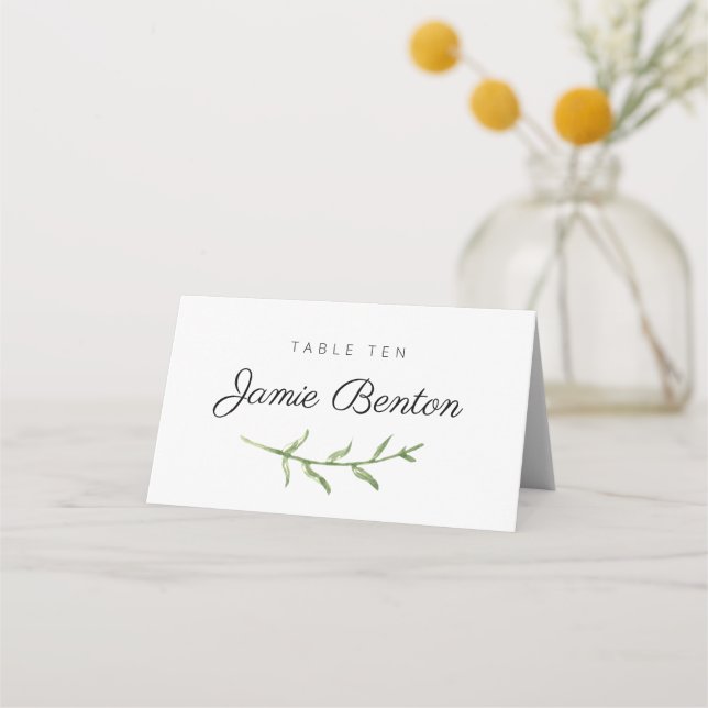 Greenery Sprig Wedding/Event Place Card (Front)