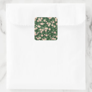 Greenery Spring Nature Floral Cherry Blossoms Square Sticker