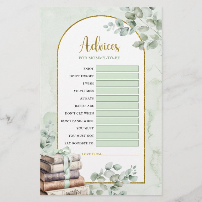 Greenery Storybook Advices for Mum-to-be Games (Front)