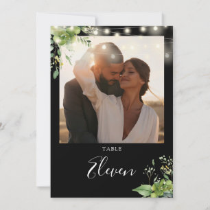 Greenery String Lights Photo Table Number