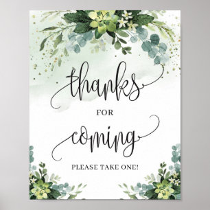 Greenery succulent boho thanks for coming sign