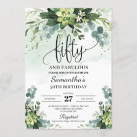 Greenery succulent flowers leaves 50th birthday