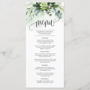 Greenery succulent greenery foliage wedding menu