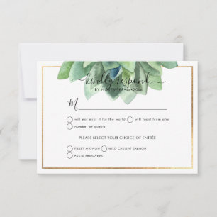 Greenery Succulent RSVP Stylish Desert Rose Announcement