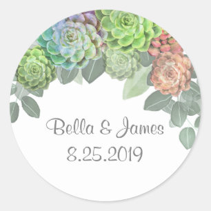 Greenery Succulents Round Stickers