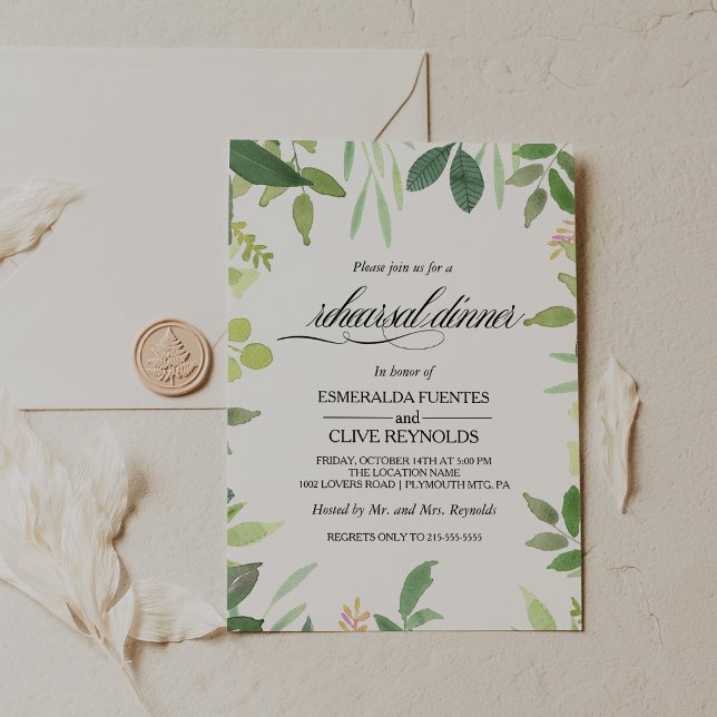 Greenery Summer Destination Rehearsal Dinner Invitation (Creator Uploaded)