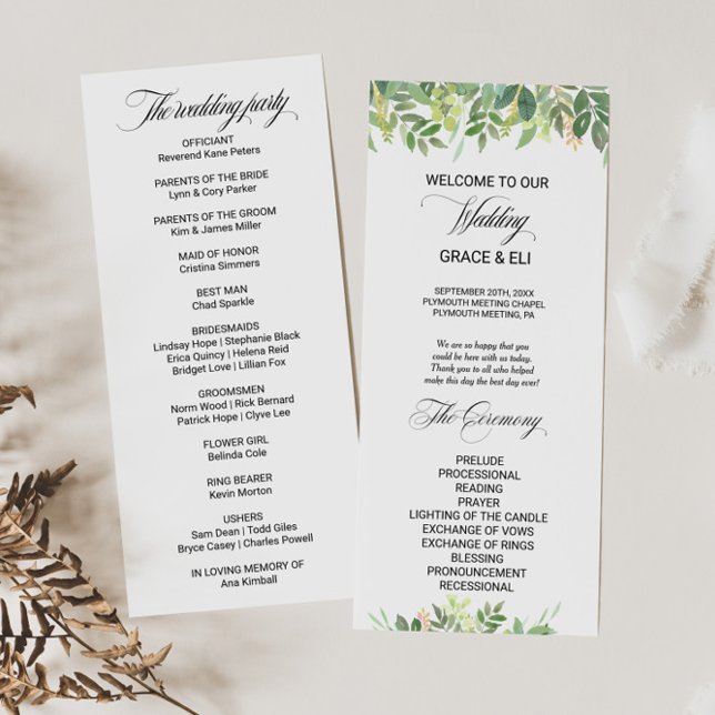Greenery Summer Destination Wedding Program (Creator Uploaded)