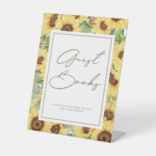 Greenery Sunflower Baby Shower Guest Books Pedestal Sign