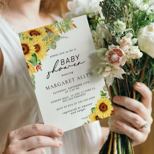 Greenery Sunflower Baby Shower Invitation (Creator Uploaded)
