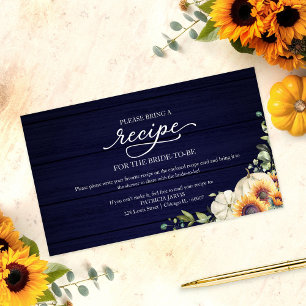 Greenery Sunflowers Bridal Shower Recipe Request Enclosure Card