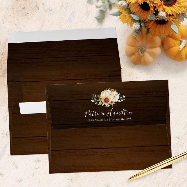 Greenery Sunflowers Fall Bridal Shower Envelope (Creator Uploaded)