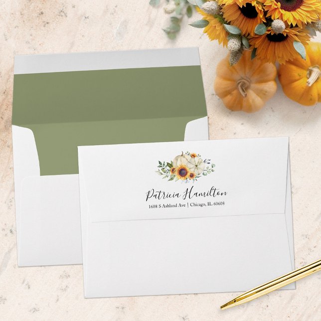 Greenery Sunflowers Fall Bridal Shower Envelope (Creator Uploaded)