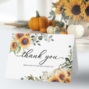 Greenery Sunflowers Fall Bridal Shower Thank You Card