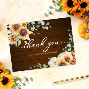 Greenery Sunflowers Fall Bridal Shower Thank You Postcard