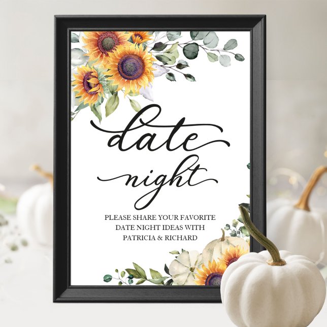 Greenery Sunflowers Fall Date Night Jar Sign (Creator Uploaded)