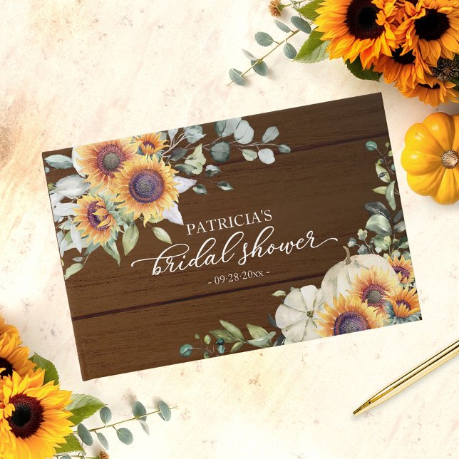 Greenery Sunflowers Pumpkin Fall Bridal Shower Guest Book (Creator Uploaded)