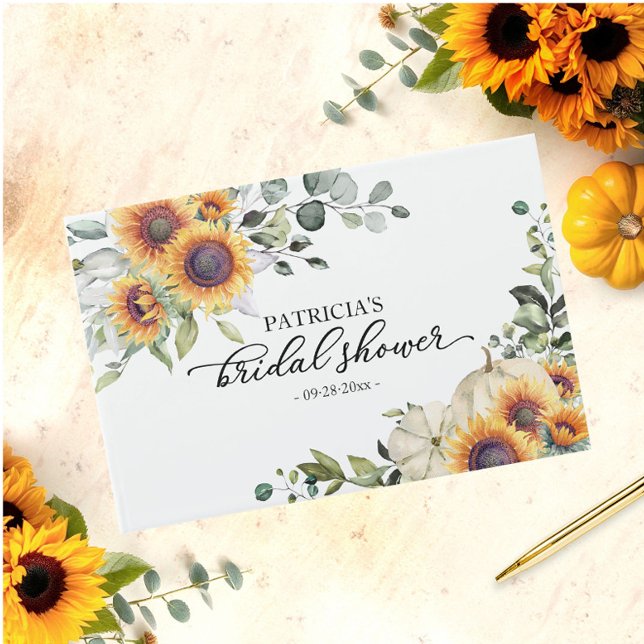 Greenery Sunflowers Pumpkin Fall Bridal Shower Guest Book (Creator Uploaded)