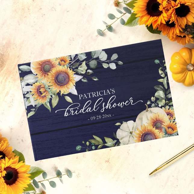Greenery Sunflowers Pumpkin Fall Bridal Shower Guest Book (Creator Uploaded)