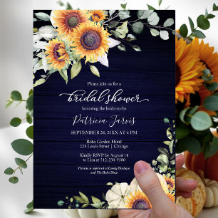 Greenery Sunflowers Pumpkin Fall Bridal Shower Invitation