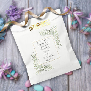 Greenery Sweet Ending New Beginning Wedding Favour Bag