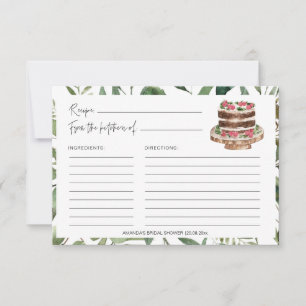 Greenery Sweets Cakes Bridal Shower Recipe Cards
