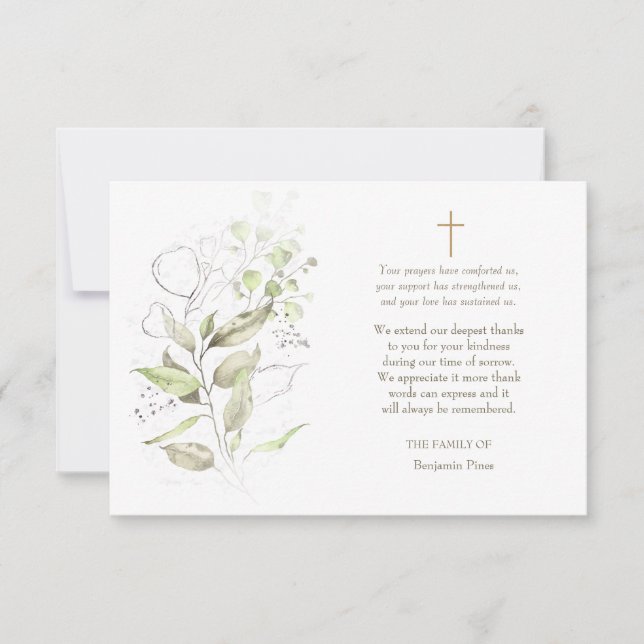 Greenery Sympathy Thank You Card (Front)