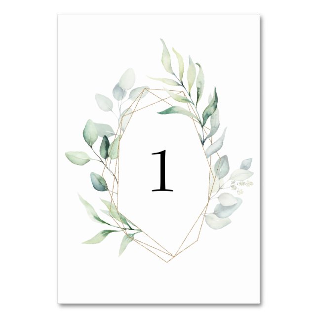 Greenery Table Number 1 Weddings (Front)