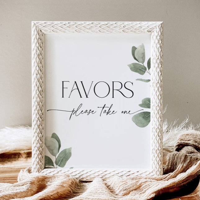 Greenery Take a Favour Bridal Shower Pedestal Sign (Creator Uploaded)