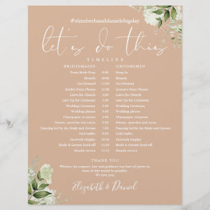 Greenery Tan Wedding Schedule Timeline