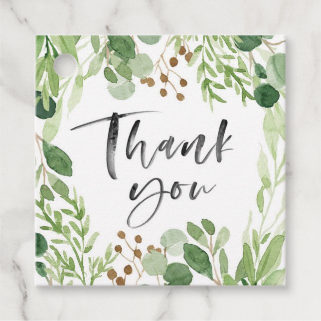 Greenery thank you favor tags (Front)