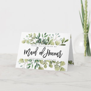 greenery thank you for being maid of honour card