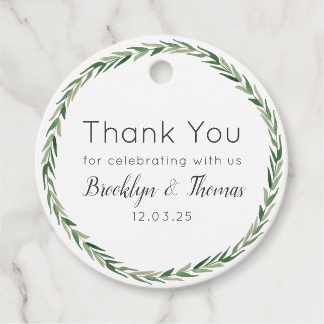 Greenery Thank you Wedding Favour Tags (Front)