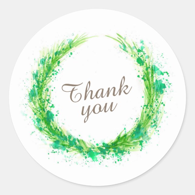 Greenery thank you wedding or occasions stickers (Front)