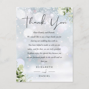 Greenery Thank You Winter Wedding Place Card
