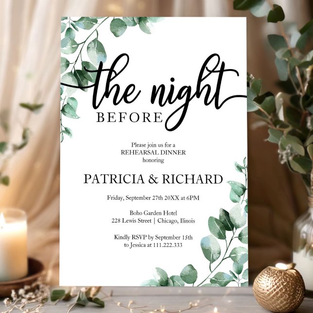 Greenery The Night Before Rehearsal Dinner Invitation (Creator Uploaded)