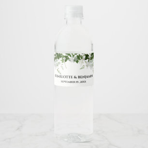 Greenery Theme Botanical Wedding Water Bottle Label